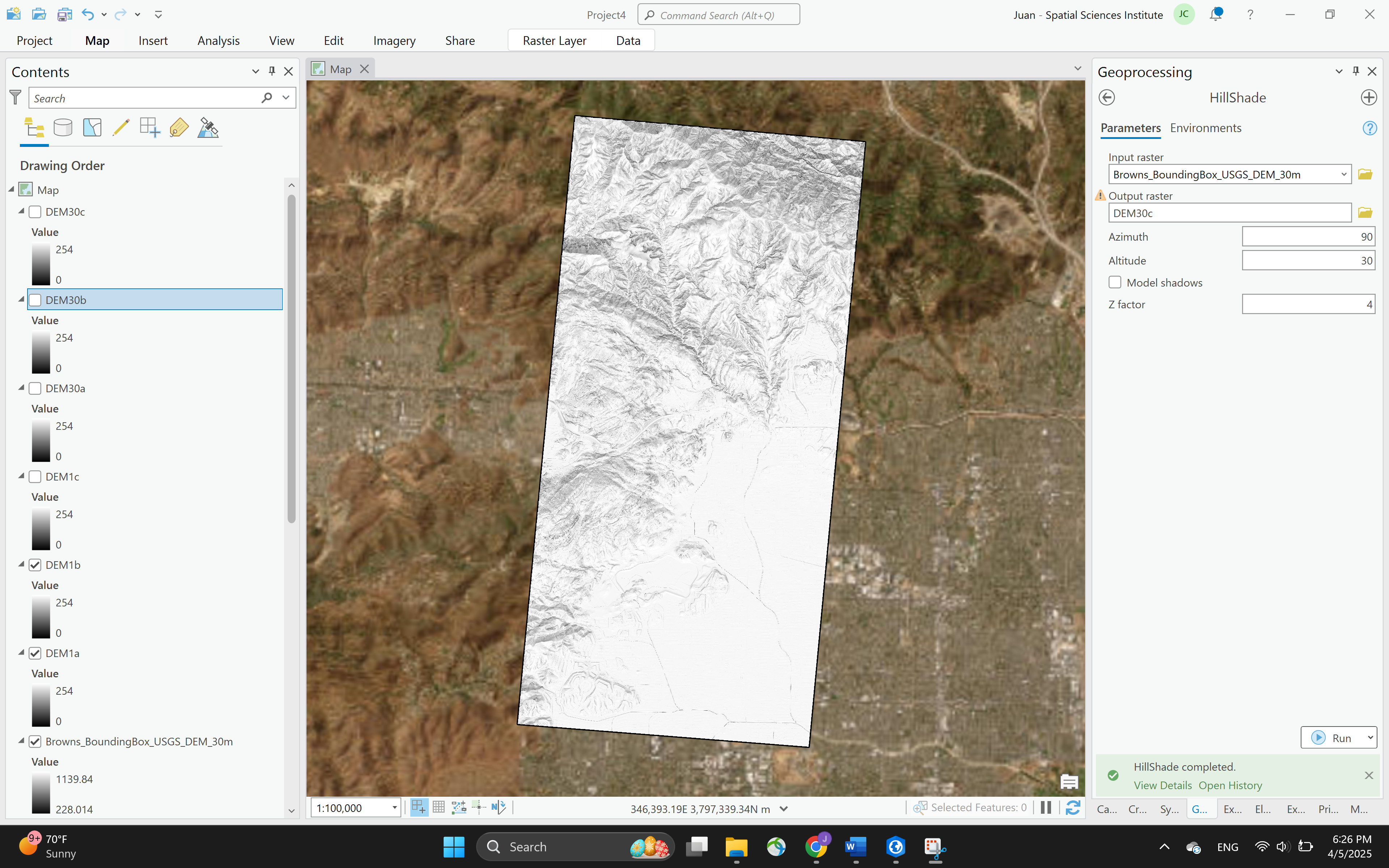 DEM 30m Late Afternoon hillshade